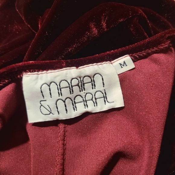 Vintage‎ Marian & Maral Velvet Velour Midi Dress - Picture 5 of 6